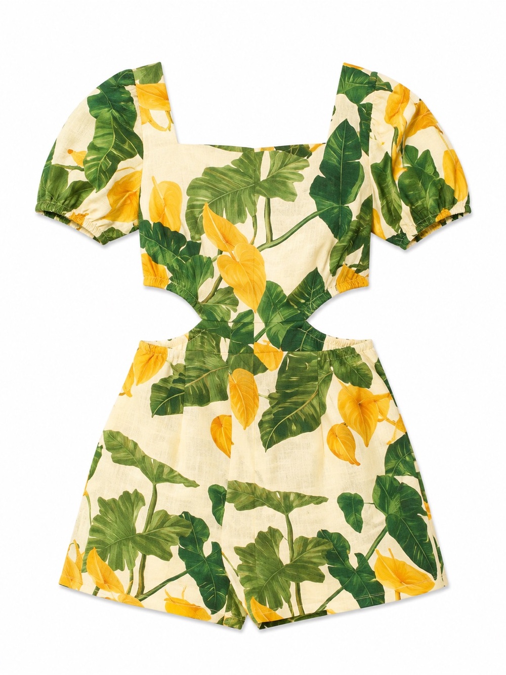 FARM Rio Yellow & Green Cutout Tropical Romper